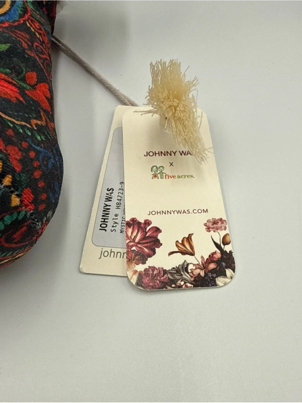Johnny Was Paisley Floral Plush Bear in Black and Red Tones
